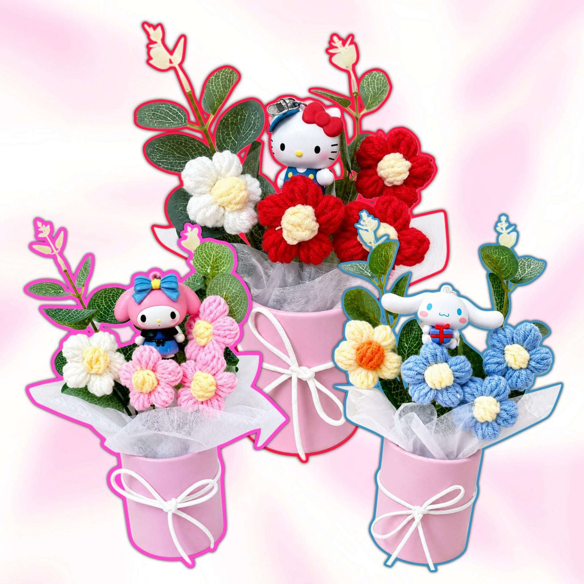 Hello Kitty Crochet Flower Bouquet